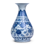 Picture of Blue and white yu hu chun ping vase
