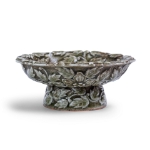 Picture of A Molded Yaozhou Olive Green Glazed High Foot Bowl with Flowers and Leaves Pattern