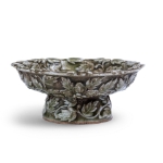 Picture of A Molded Yaozhou Olive Green Glazed High Foot Bowl with Flowers and Leaves Pattern