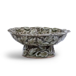 Picture of A Molded Yaozhou Olive Green Glazed High Foot Bowl with Flowers and Leaves Pattern