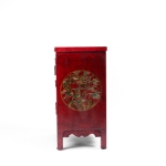Picture of  Lacquered Red Cabinet with Hand-Painted Scenic Motifs and Calligraphy Interior