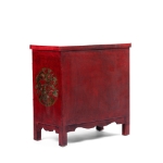 Picture of  Lacquered Red Cabinet with Hand-Painted Scenic Motifs and Calligraphy Interior