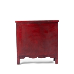Picture of  Lacquered Red Cabinet with Hand-Painted Scenic Motifs and Calligraphy Interior