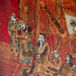 Picture of  Lacquered Red Cabinet with Hand-Painted Scenic Motifs and Calligraphy Interior