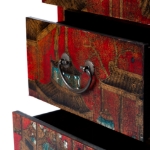 Picture of  Lacquered Red Cabinet with Hand-Painted Scenic Motifs and Calligraphy Interior