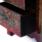 Picture of  Lacquered Red Cabinet with Hand-Painted Scenic Motifs and Calligraphy Interior
