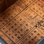 Picture of  Lacquered Red Cabinet with Hand-Painted Scenic Motifs and Calligraphy Interior