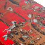 Picture of  Lacquered Red Cabinet with Hand-Painted Scenic Motifs and Calligraphy Interior