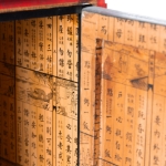 Picture of  Lacquered Red Cabinet with Hand-Painted Scenic Motifs and Calligraphy Interior