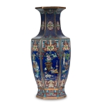 Picture of Hexagonal Cloisonné Vase with Floral and Geometric Motifs