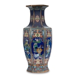 Picture of Hexagonal Cloisonné Vase with Floral and Geometric Motifs
