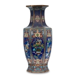 Picture of Hexagonal Cloisonné Vase with Floral and Geometric Motifs