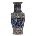 Picture of Hexagonal Cloisonné Vase with Floral and Geometric Motifs