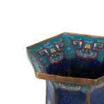 Picture of Hexagonal Cloisonné Vase with Floral and Geometric Motifs
