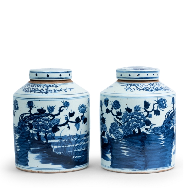 Picture of  Pair of Chinese Blue and White Ginger Jars