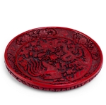 Picture of Cinnabar Lacquer Plate with Dragon and Phoenix Motif