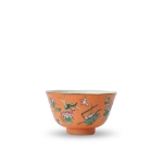 Picture of Orange Floral Porcelain Bowl