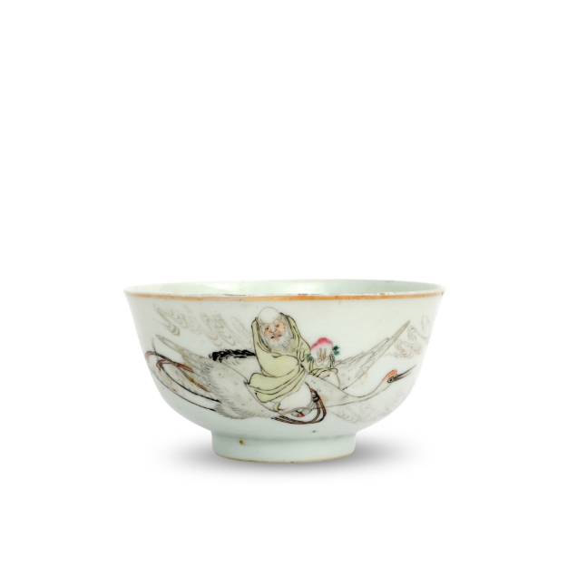 Picture of Elder with Crane Motif Porcelain Bowl