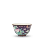 Picture of Purple Ground Famille Rose Bowl with Floral and Bird Design