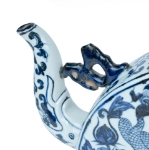 Picture of Blue and White Porcelain Moon Flask Teapot with Phoenix Motifs