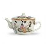 Picture of Famille Rose Scholarly Figures Under Blossoming Trees Teapot