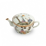 Picture of Famille Rose Scholarly Figures Under Blossoming Trees Teapot