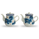 Picture of Pair of Blue and White Porcelain Teapots with Mythical Beast Motifs