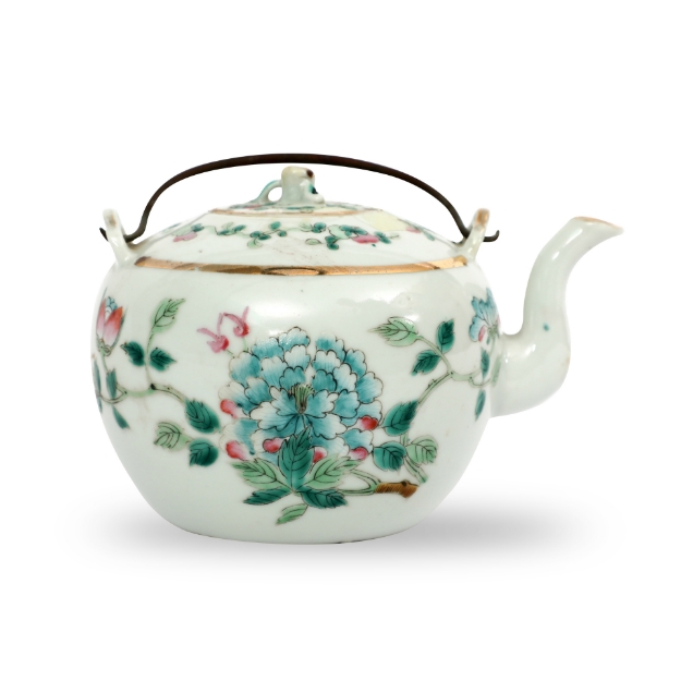 Picture of Famille Rose Porcelain Teapot with Peony and Floral Motifs