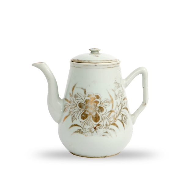Picture of Porcelain Teapot with Gilt Floral Design and Calligraphy
