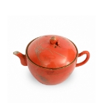 Picture of Chinese Red Glazed Teapot with Floral Engravings