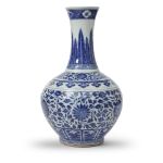 Picture of Kangxi Blue and White Porcelain Vase with Floral Motifs