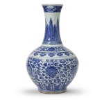 Picture of Kangxi Blue and White Porcelain Vase with Floral Motifs