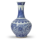 Picture of Kangxi Blue and White Porcelain Vase with Floral Motifs