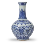 Picture of Kangxi Blue and White Porcelain Vase with Floral Motifs