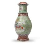 Picture of Chinese Famille Verte Vase with Courtly Scene Motifs
